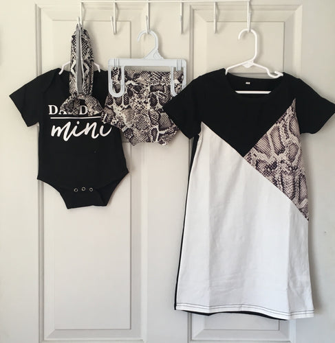Snake Print Color Block T-shirt Dress