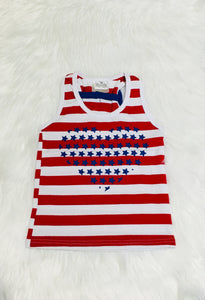 Red Striped USA Heart Tank