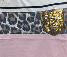 Load image into Gallery viewer, Stripe &amp; Leopard Tee with Sequin Pocket