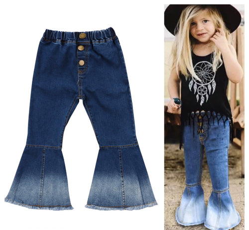 Faded Bottom Denim Flares