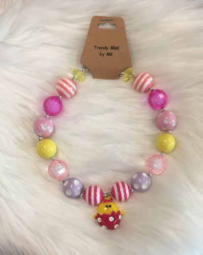 Pink Easter Chick Bubble Necklace