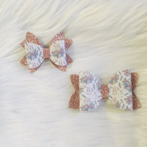 Vintage Floral Bunnies Stacked Bows