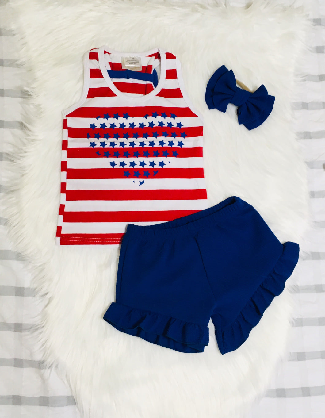 Red Striped USA Heart Tank