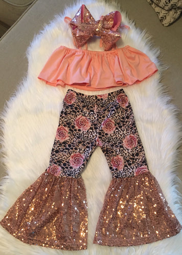 Coral Crop + Leopard & Rose Sequin Belles