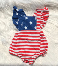 Load image into Gallery viewer, Flag Flutter Sleeve Romper